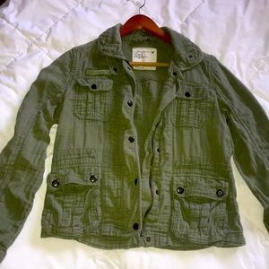 AE Cotton Utility Jacket with Zipper and Button Snaps